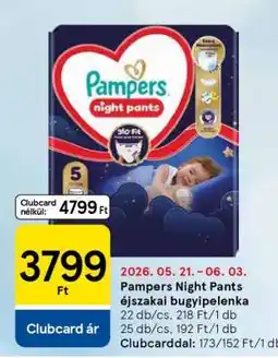 Tesco Pampers Night Pants Éjszakai bugyipelenka ajánlat