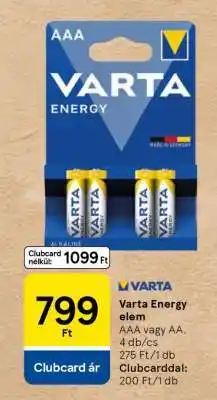 Tesco Varta Energy elem ajánlat