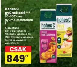 Spar Hohes C Gyümölcslé ajánlat