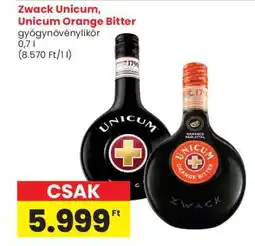 Spar Zwack Unicum, Unicum Orange Bitter ajánlat