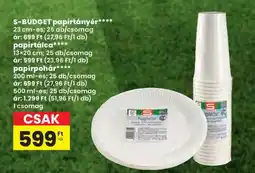 Spar S-BUDGET papírtányér ajánlat