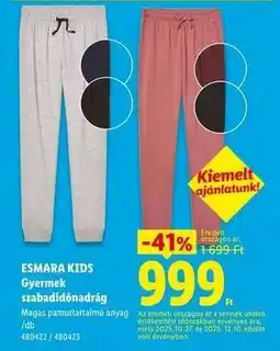 Lidl ESMARA KIDS Gyermek szabadidőnadrág ajánlat