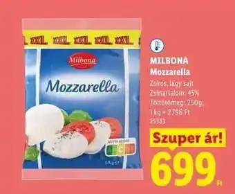 Lidl MILBONA Mozzarella ajánlat