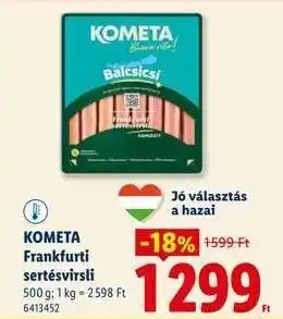 Lidl KOMÉTA Frankfurti sertésvirsli ajánlat