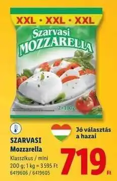 Lidl SZARVASI Mozzarella ajánlat