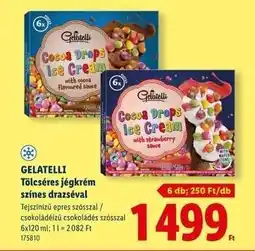 Lidl GELATELLI Tölcséres jégkrém színes draszéval ajánlat