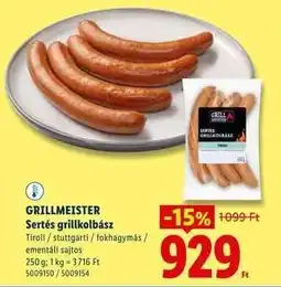 Lidl GRILLMEISTER Sertés grillkolbász ajánlat