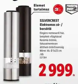 Lidl SilverCrest Elektromos só-/borsörlő ajánlat