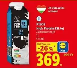 Lidl PILOS High Protein ESL tej ajánlat