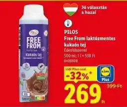 Lidl Pilos Free From Laktózmentes kakaós tej ajánlat