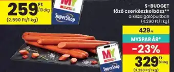 Spar S-BUDGET főző cserkészkolbász ajánlat