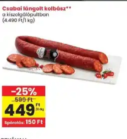 Spar Csabai lángolt kolbász ajánlat