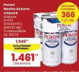 Spar Peroni Nastro Azzurro sörpack ajánlat