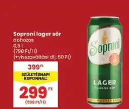 Spar Soproni lager sör ajánlat