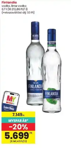 Spar Finlandia vodka, lime vodka ajánlat