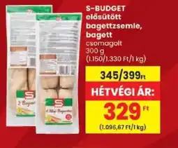 Spar S-BUDGET elősütött bagettzsemle, bagett csomagolt ajánlat