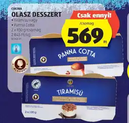ALDI Cucina Olasz Desszert Tiramisu vagy Panna Cotta ajánlat