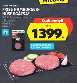 ALDI Terra pannonia friss hamburger-húspogácsa ajánlat