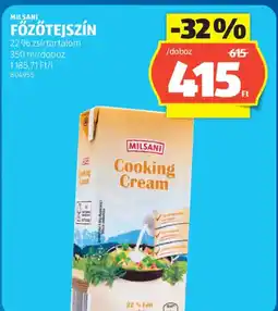 ALDI Milsani főzőtejszín ajánlat