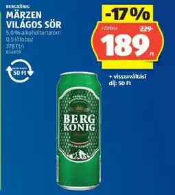 ALDI Bergkönig märzen világos sör ajánlat
