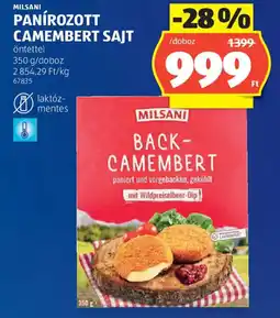ALDI Milsani panírozott camembert sajt ajánlat