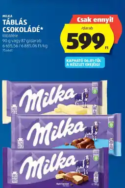 ALDI Milka táblás csokoládé ajánlat