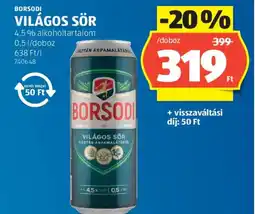 ALDI Borsodi világos sör ajánlat