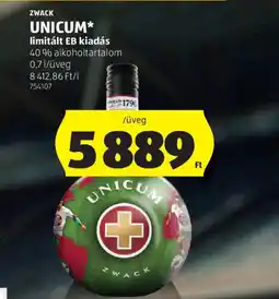 ALDI Zwack unicum ajánlat