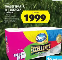 ALDI Ooops! Excellence toalettpapír ajánlat