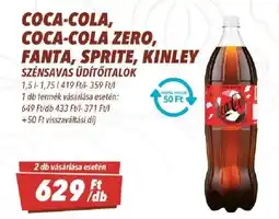 CBA Coca-Cola, Coca-Cola Zero, Fanta, Sprite, Kinley szénsavas üdítőitalok ajánlat