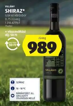 ALDI Villány Shiraz ajánlat