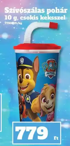 Family Diszkont Paw Patrol Szívószálás pohár, csokis keksszel ajánlat
