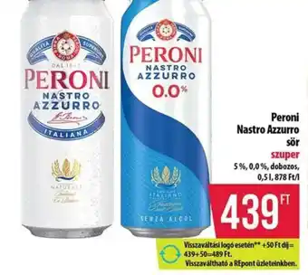 Coop Peroni Nastro Azzurro sör ajánlat
