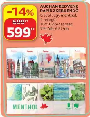 Auchan AUCHAN KEDVENC PAPÍR ZSEBKENDŐ ajánlat