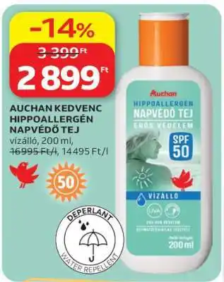 AUCHAN KEDVENC HIPPOALLERGÉN NAPVÉDŐ TEJ