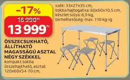 Auchan Összecsukható, állítható magasságú asztal négy székkel ajánlat