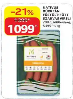 Auchan NATIVUS BÜKKFÁN FÜSTÖLT-FŐTT SZARVAS VIRSLI ajánlat