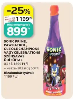 Auchan SONIC PRIME, PAW PATROL, OLE OLE CHAMPIONS VAGY CELEBRATIONS SZÉNSAVAS ÜDÍTŐITAL ajánlat