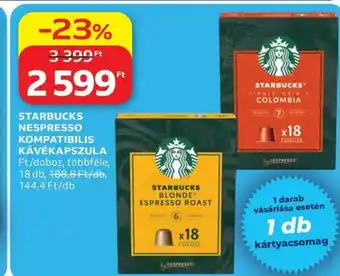 Auchan Starbucks Nespresso kompatibilis kávékapszula ajánlat