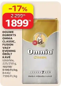 Auchan Douwe egberts omnia classic, fusion vagy evening örölt kávé ajánlat