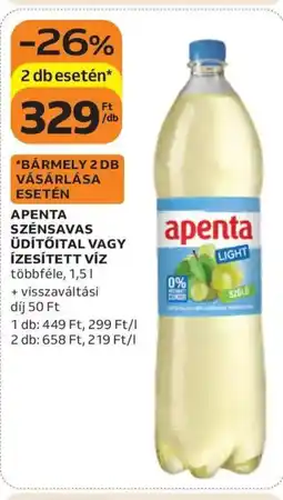 Auchan Apenta szénsavas üdítőital vagy ízesített víz ajánlat