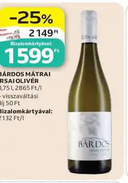 Auchan Bárdos Mátrai Irsai Olivér ajánlat