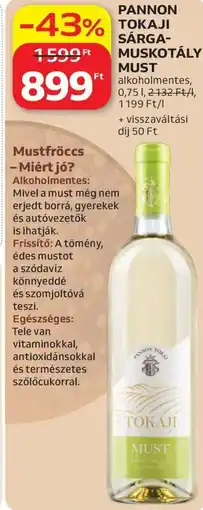 Auchan Pannon Tokaji Sárga-muskotály must ajánlat
