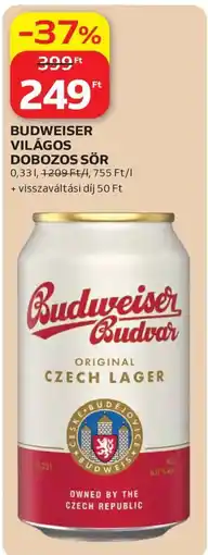 Auchan Budweiser világos dobozos sör ajánlat