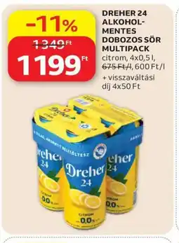 Auchan Dreher 24 alkoholmentes dobozos sör multipack ajánlat