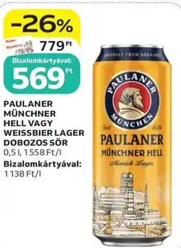 Auchan Paulaner Münchner Hell vagy Weissbier Lager dobozos sör ajánlat