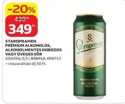Auchan Staropramen prémium alkoholos, alkoholmentes dobozos vagy üveges sör ajánlat