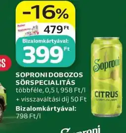 Auchan Soproni dobozos sörspecialitás ajánlat
