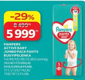 Auchan Pampers Active Baby Jumbo Pack Pants bugyipelenka ajánlat