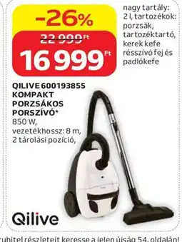 Auchan Qilive 600193855 kompakt porzsákos porszívó ajánlat